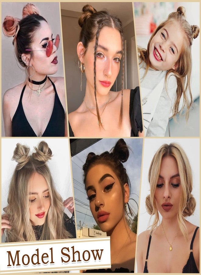 سوفيان مجموعة شعر SOFEIYAN مكونة من قطعتين، عبارة عن مشابك صغيرة على شكل كعكة شعر فوضوية بتصميم آذان قطة، مع وصلات شعر صناعية على شكل كعكة دونات، مناسبة لتسريحات الشعر المرفوعة، متوفرة بألوان أشقر داكن وأشقر فاتح. - Image 4